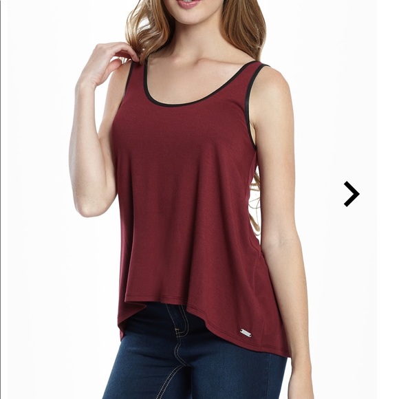 New Guess EYANIA CHIFFON HIGH-LOW TANK top Blouse - Picture 7 of 8